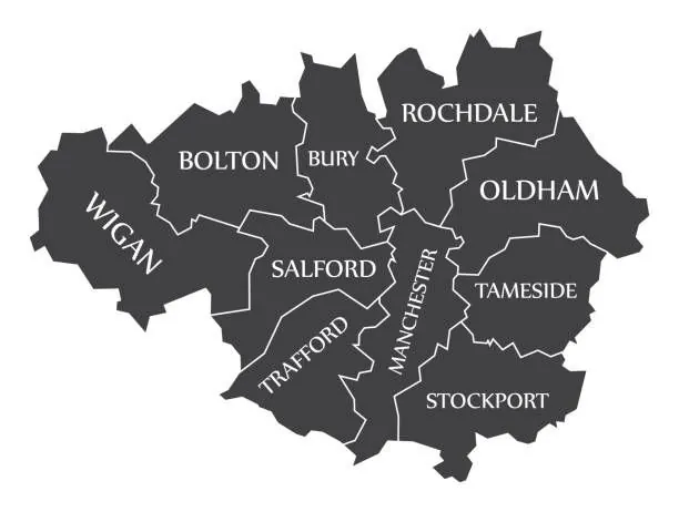 Map of the ten Greater Manchester boroughs where Hive Developments works