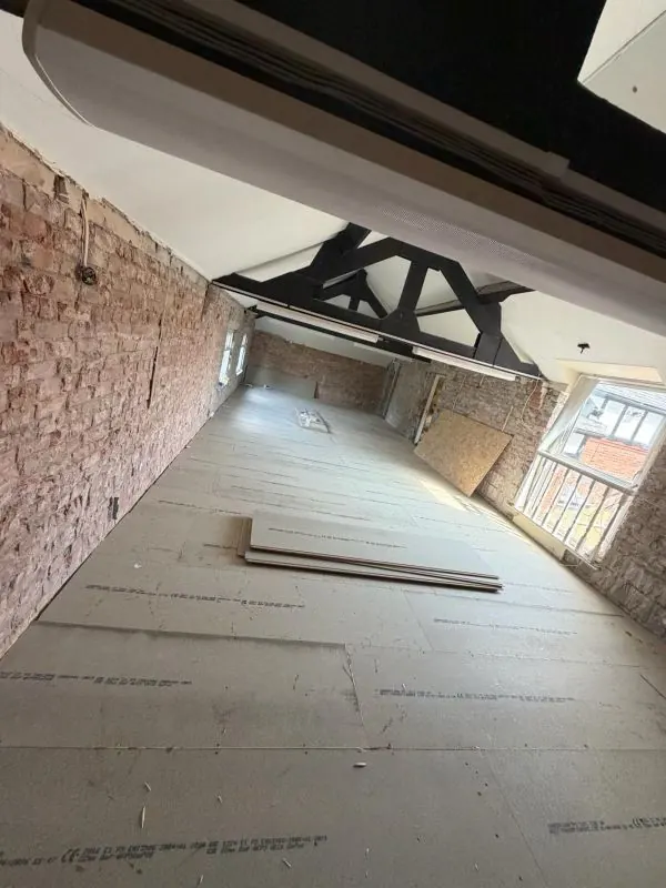Roof structure exposed during strip-out at Lady Anne's Court